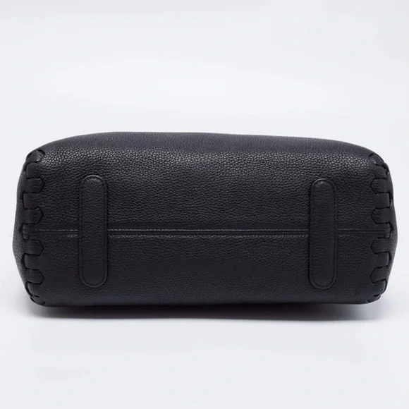 ROBERTO CAVALLI Black Leather Regina Satchel Tote